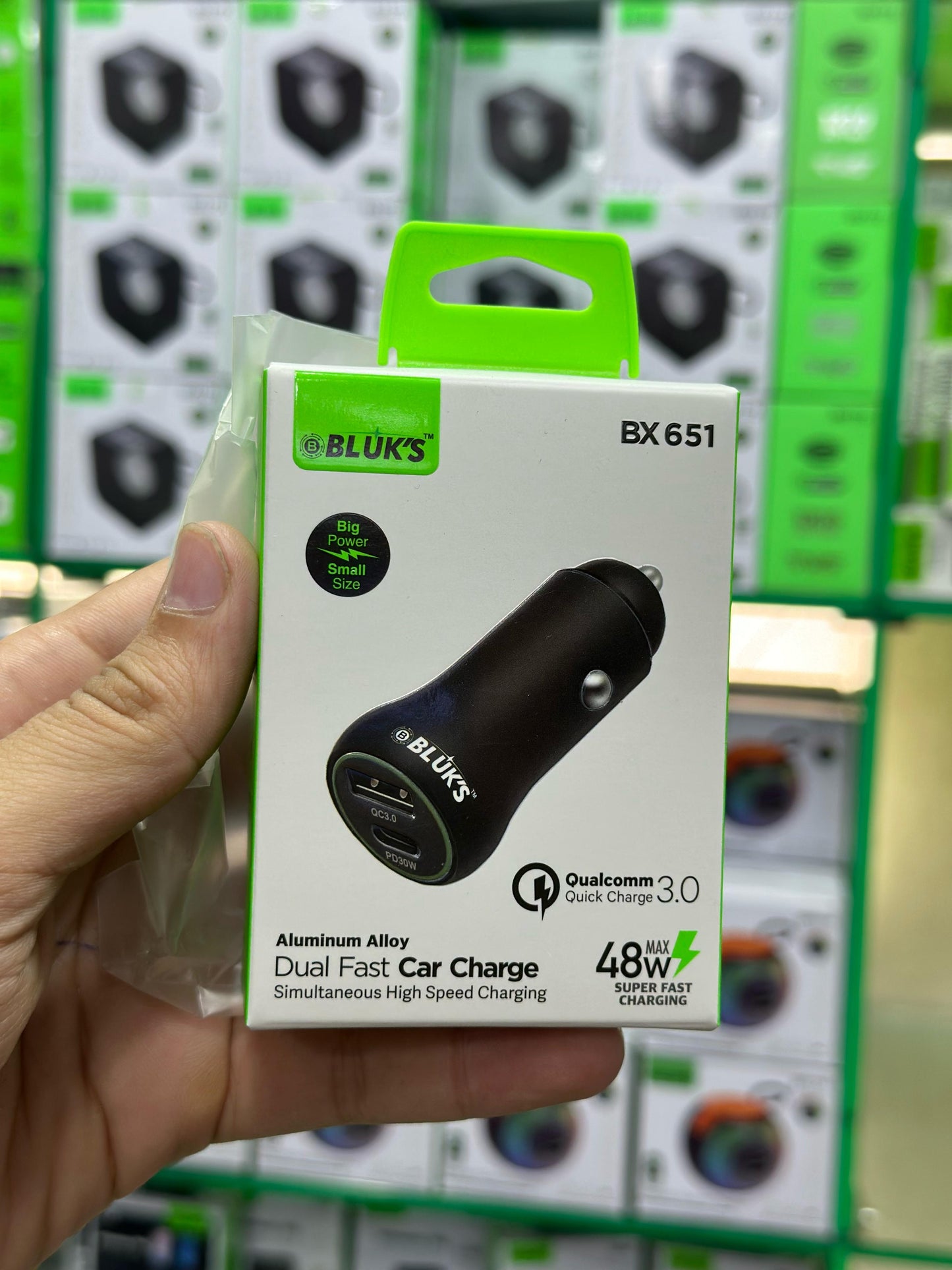 BX-651 Dual Fast Car Charge Metal 48W