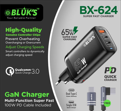 BX-624 Super Fast Multi-Function Charger 65W